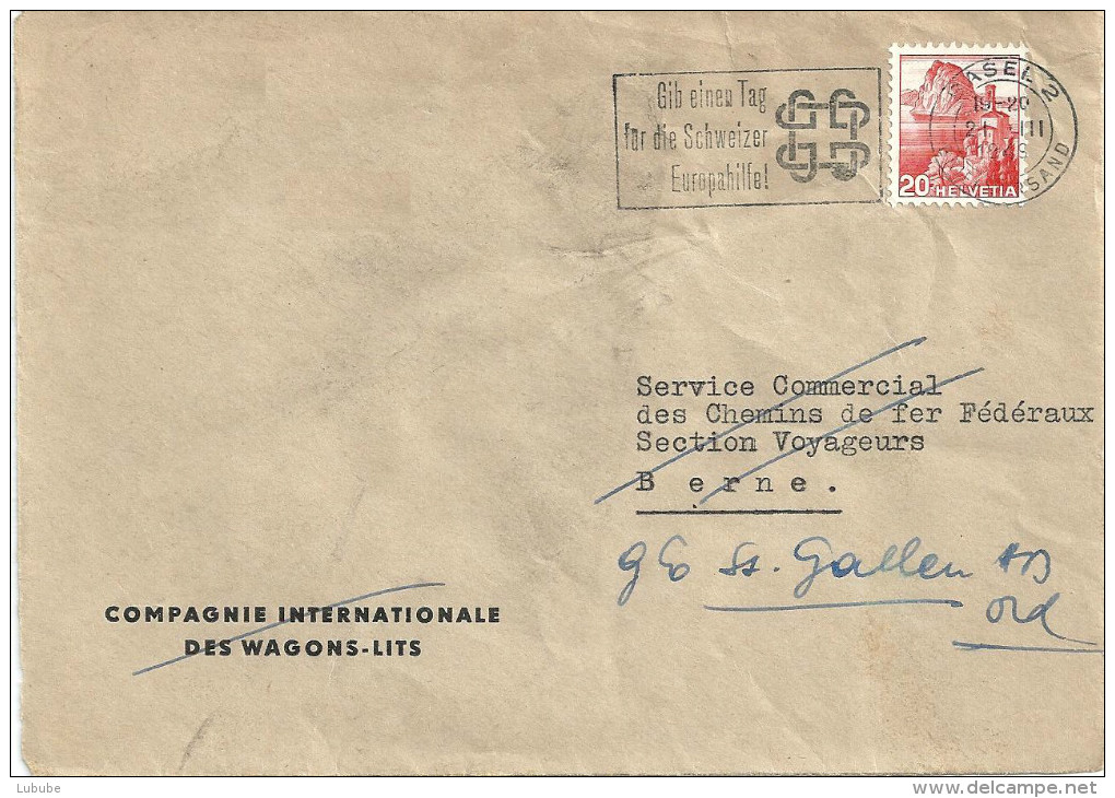 Motiv Brief  "Compagnie Internationale Des Wagons-Lits"            1949 - Cartas & Documentos