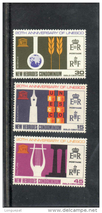 NOUVELLES-HEBRIDES :20 Ans De L´UNESCO : Education, Science, Culture - Légende En Anglais - - Unused Stamps