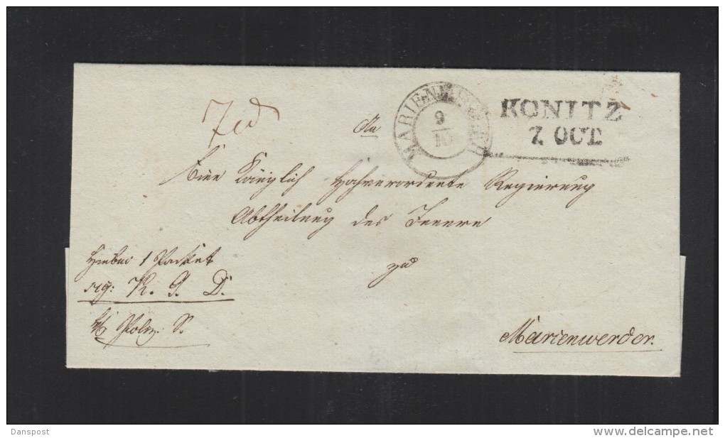 Poland Cover Konitz Chojnice To Marienwerder - ...-1860 Prephilately