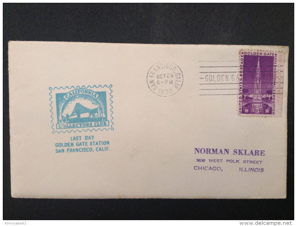 US, 1939 FDC - Last Day Cover-Gold Gate Int'l Exposition - 1851-1940