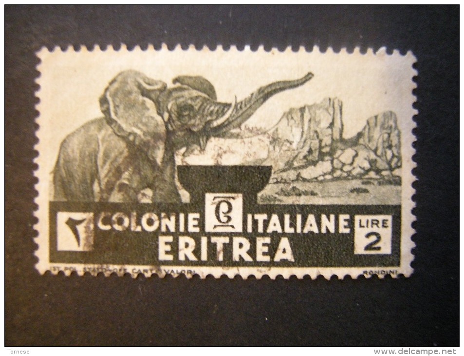 ERITREA - 1933, SOGGETTI AFRICANI, Sass. N. 210, L. 2 Nero Verdastro, Usato Garantito, Annulli Molto Belli - Eritrea