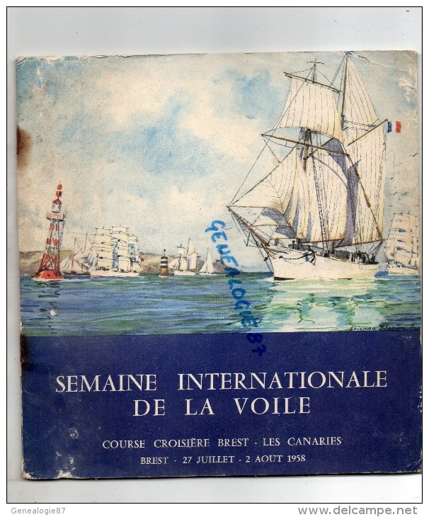 29 - BREST - PROGRAMME  SEMAINE INTERNATIONALE DE LA VOILE-COURSE CROISIERE BREST -LES CANARIES- 27 JUILLET 2 AOUT 1958 - Programme