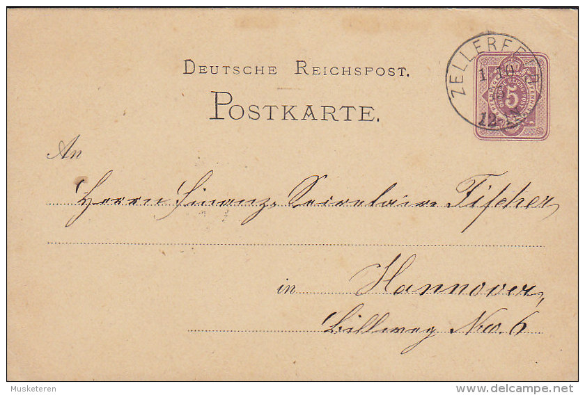 Deutsche Reichspost Postal Stationery Ganzsache Entier ZELLERFELD 1875 To HANNOVER (2 Scans) - Briefkaarten