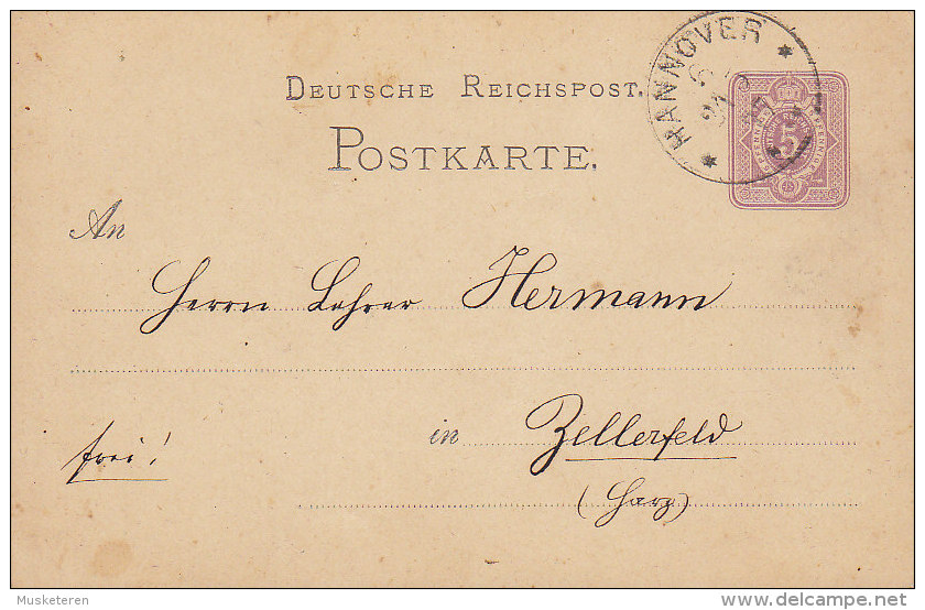 Deutsche Reichspost Postal Stationery Ganzsache Entier HANNOVER 1877 To ZELLERFELD (2 Scans) - Briefkaarten