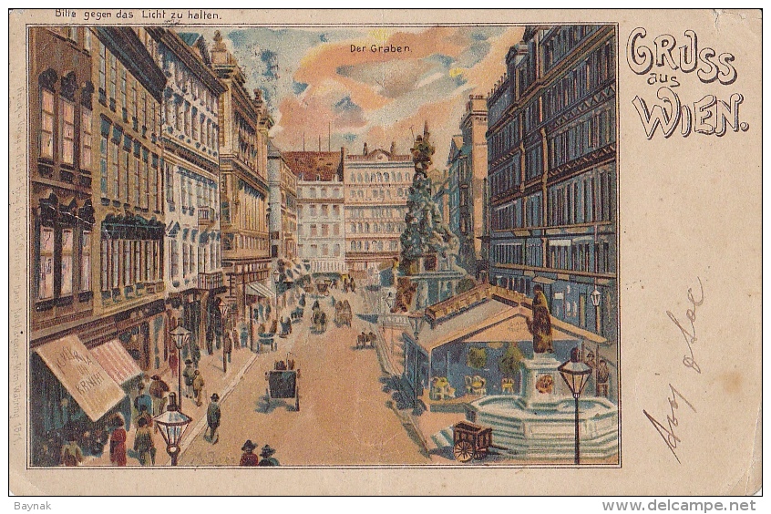 W44  --  GRUSS AUS  WIEN   ---  DER GRABEN  --  BITTE GEGEN DAS LICHT ZU HALTEN   --  1903 - Sonstige & Ohne Zuordnung