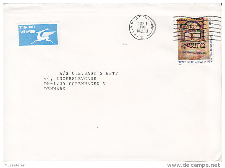 Israel Airmail Par Avion Label HAIFA 1986 Cover Brief To Denmark - Poste Aérienne