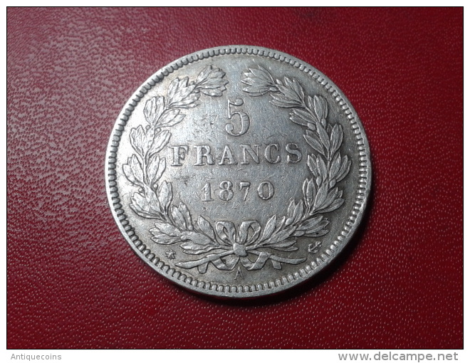 5 FRANCS CERES 1870 A " SANS LEGENDE" - Autres & Non Classés