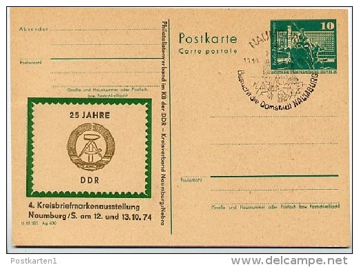 DDR P79 C15 Postkarte PRIVATER ZUDRUCK Ausstellung Naumburg Sost. Dom 1974 - Esposizioni Filateliche