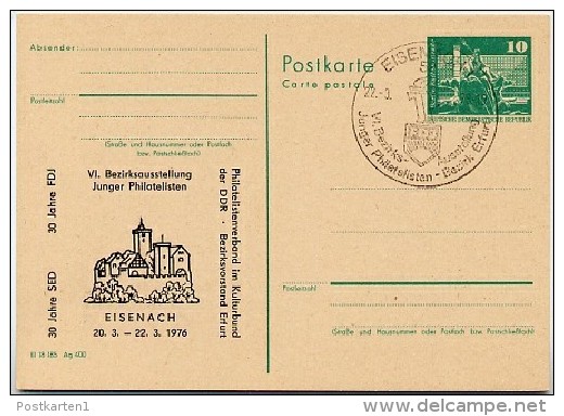 DDR P79-1a-76 C29-a Postkarte PRIVATER ZUDRUCK Schwarz Wartburg Eisenach Sost. 1976 - Privé Postkaarten - Gebruikt