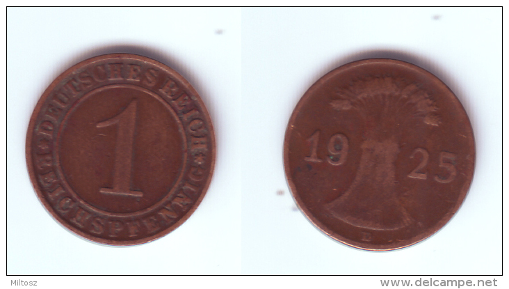 Germany 1 Reichsfennig 1925 D - 1 Rentenpfennig & 1 Reichspfennig