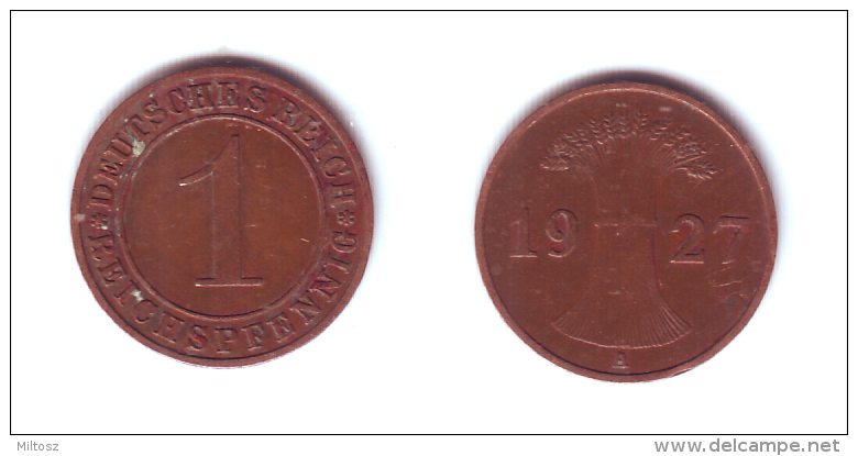 Germany 1 Reichsfennig 1927 A - 1 Renten- & 1 Reichspfennig