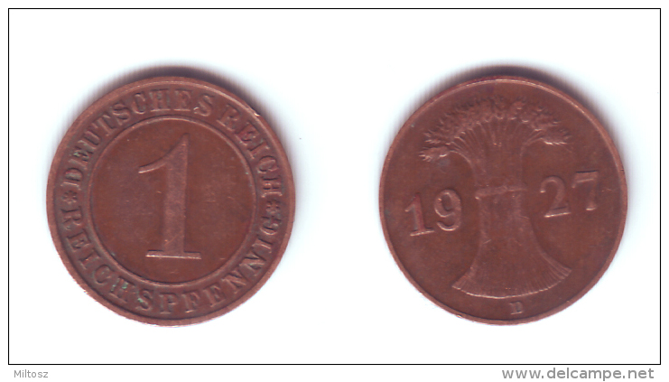 Germany 1 Reichsfennig 1927 D - 1 Rentenpfennig & 1 Reichspfennig