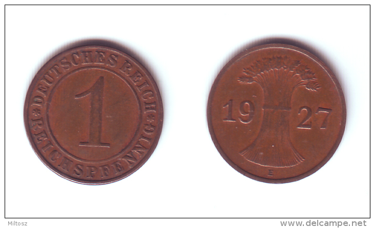 Germany 1 Reichsfennig 1927 E - 1 Renten- & 1 Reichspfennig