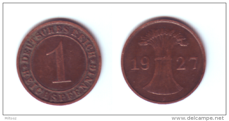 Germany 1 Reichsfennig 1927 F - 1 Renten- & 1 Reichspfennig