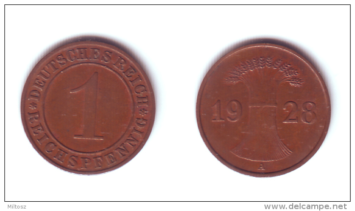 Germany 1 Reichsfennig 1928 A - 1 Rentenpfennig & 1 Reichspfennig
