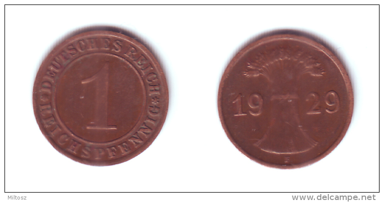 Germany 1 Reichsfennig 1929 F - 1 Renten- & 1 Reichspfennig