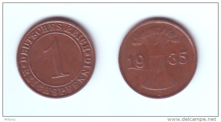 Germany 1 Reichspfennig 1935 G - 1 Rentenpfennig & 1 Reichspfennig
