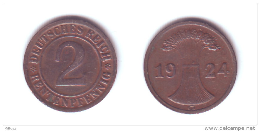 Germany 2 Rentenpfennig 1924 G - 2 Renten- & 2 Reichspfennig