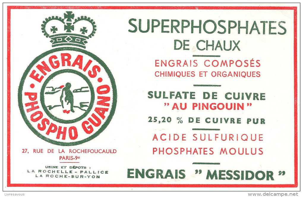 Buvard Agriculture SUPERPHOSPHATE DE CHAUX Engrais MESSIDOR - Agriculture