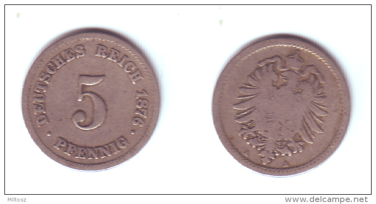 Germany 5 Pfennig 1876 A - 5 Pfennig