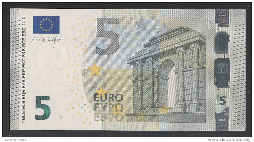 EURO - 2013 - BANCONOTA DA 5 EURO FIRMA DRAGHI  SERIE SD (S006F3) - NON CIRCOLATA (FDS-UNC) - OTTIME CONDIZIONI. - 5 Euro