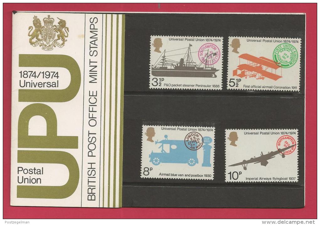 UK, 1974, Mint Stamps, Official Presentation Pack ,U.P.U. Nrs. 650-653 F3300 - Presentation Packs