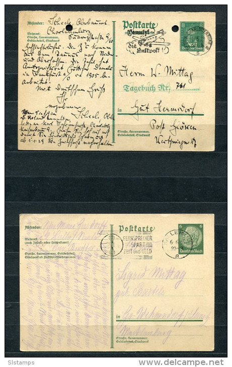 Germany 1919,1929 (2) Postal Stationary Cards - Covers & Documents