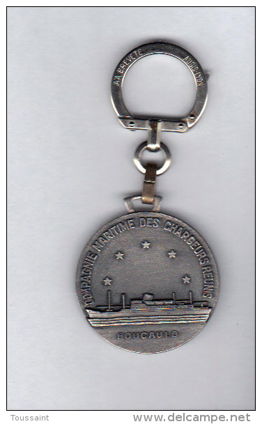 Porte Clefs: Compagnie Maritime Des Chargeurs Reunis, Paquebot Foucauld, Ancre De Marine, A. Augis (14-530) - Porte-clefs