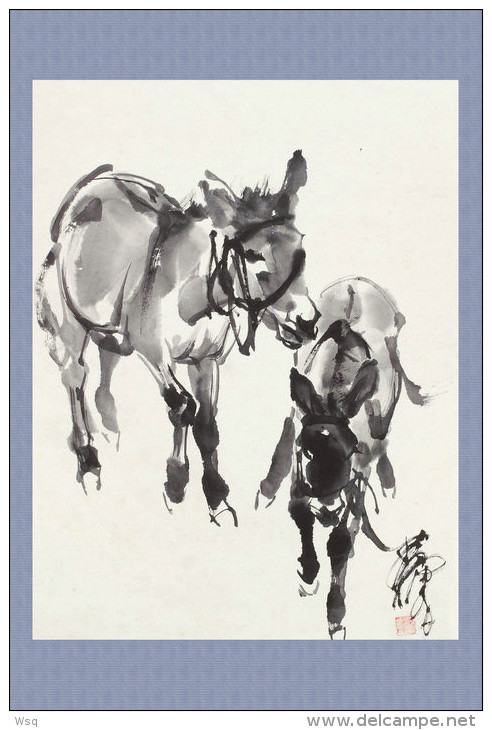 (N54-062  )  Anes Esel Donkey Burros Y Asnos, Postal Stationery-Entier Postal-Ganzsache-Postwaar Destuk - Anes