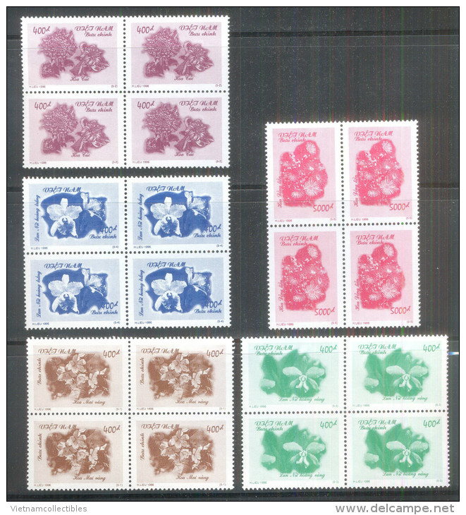 Blocks 4 Of Vietnam Viet Nam MNH Perf Stamps 1996 : Flowers / Flower (Ms723) - Vietnam