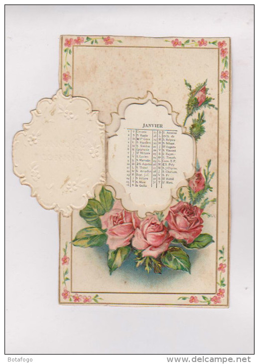 CPA EN RELIEF FLEURS FANTAISIE BONNE ANNEE AVEC CALENDRIER DE L ANNEE 1908!! EN L OUVRANT - New Year