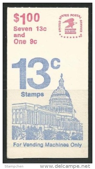 US$1.00 -BK131 1977 USA 1623a 13¢ & 9¢ White House & Flag Unexploded Stamps Booklet - Muttertag