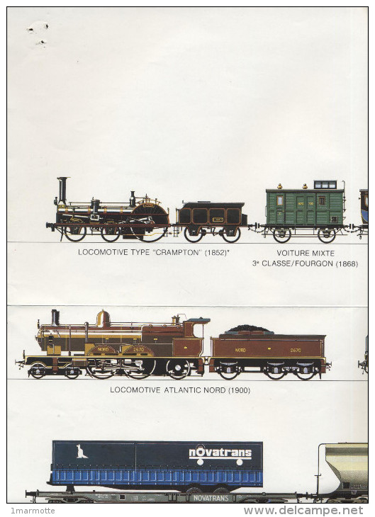 SNCF - 1990 - Affiche De 1165 X 778 Mm  Papier Glacé - Dessins De Trains : De La Locomotive "Crampton" Au TGV Atlantique - Affiches