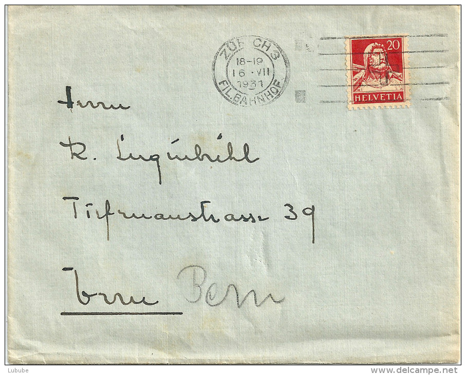Brief  Zürich - Bern             1931 - Rollen