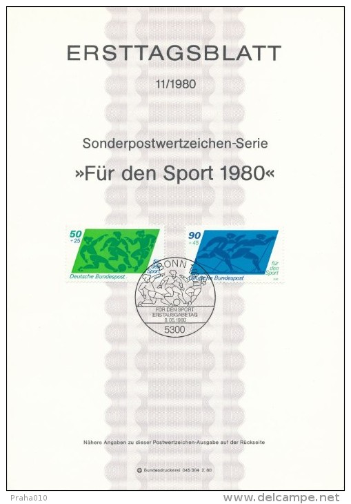 BRD / First Day Sheet (1980/11) 5300 Bonn 1: Sport (Fotball; Cross-country Skiing) - Covers & Documents