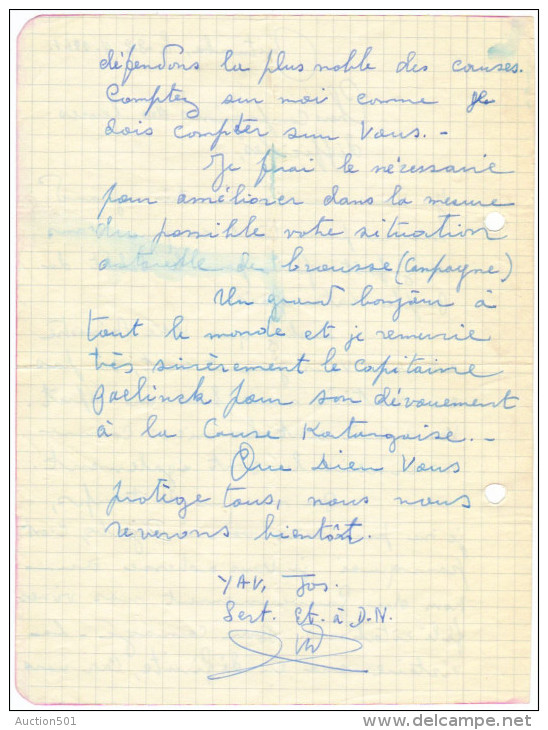 09107 KATANGA GUERRE 1961 Lettre Manuscrite D´un Militaire Belge Datée De Mituaba - GF - Manuscrits