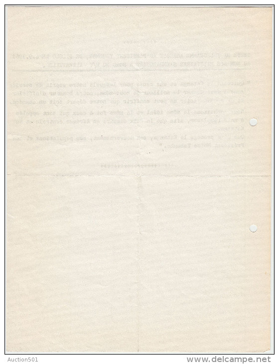 09110 KATANGA GUERRE 1961 Texte Du Télégramme Adressé Au Président Tshombé Par Les Militaires Belges. - GF - Historische Documenten