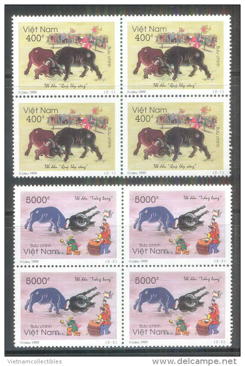 Blocks 4 Of Vietnam Viet Nam MNH Perf Stamps 1999 : Buffalo Fighting Festival (Ms813) - Viêt-Nam