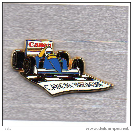 Pin´s  Arthus  Bertrand, Sport  Automobile, F 1  RENAULT, CANON  BRETAGNE  Avec  Canon - F1