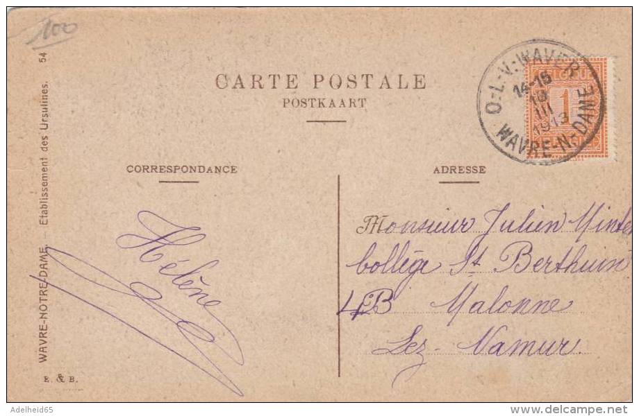 AZE39/ OLV Waver Notre Dame Ursulines Ursulinen Jardin Hiver  Ed. E & B 1913 Pour College Malonne - Sint-Katelijne-Waver