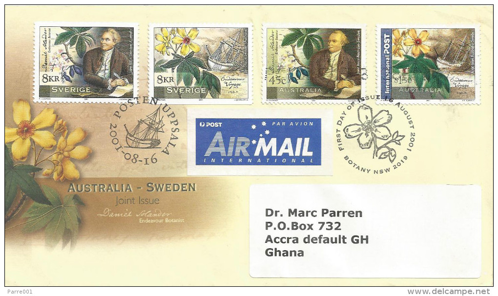 Australia Sweden 2001 Joint Botanical Issue Cover - Emissions Communes