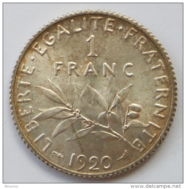 1 Franc Semeuse 1920 , Belle Qualité - Other & Unclassified