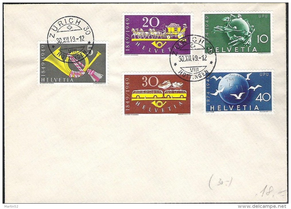 Schweiz Suisse 1949: Blanko-Brief Ab ZÜRICH 30.XII.49 Mit Zu 291-294+296 Mi 519-522+524 Yv 471-474+476 (Zu CHF 25.00) - Covers & Documents