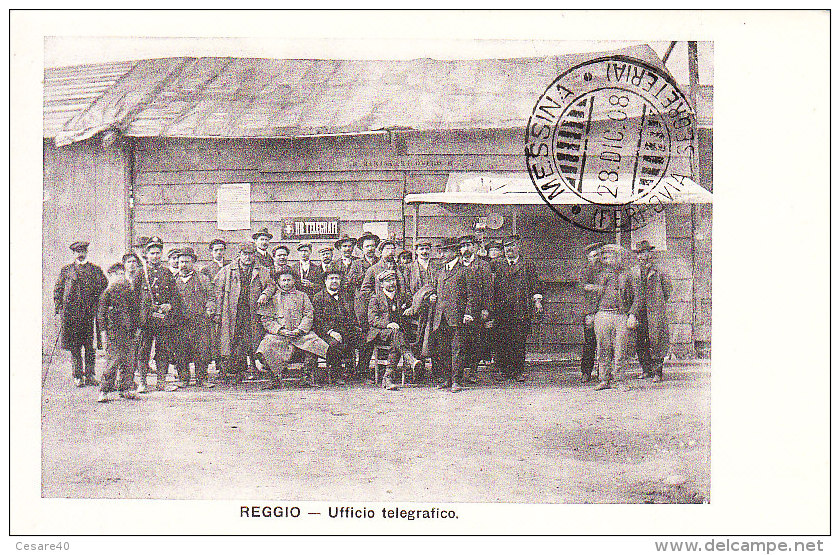 REGGIO CALABRIA -  Ufficio Telegrafico Dopo Il Terremoto, Ben Animata, Timbro Postale 1908 - FEB-04-04,05 - Reggio Calabria