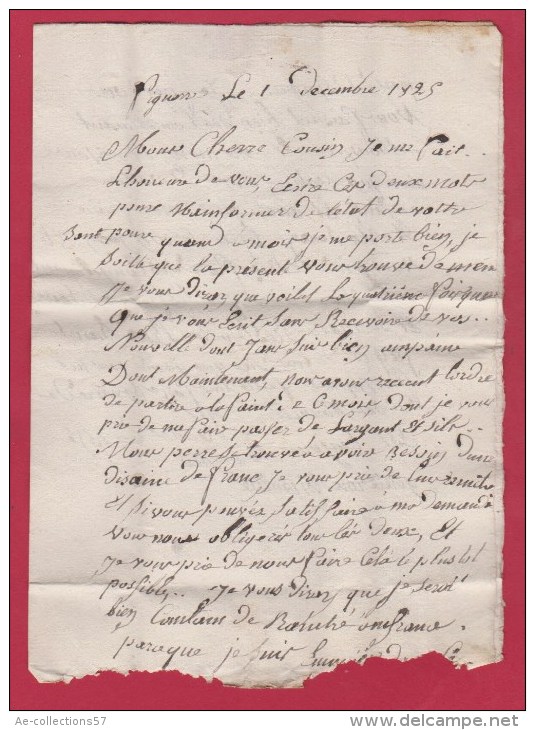 LETTRE DEPART PARIS  //  1 DEC 1825 - 1801-1848: Précurseurs XIX