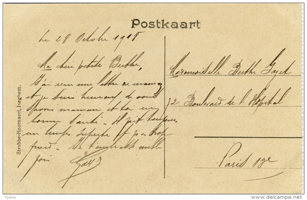 Izegem / Iseghem - Vaart ( Hooge Brug ) -1918 ( Verso Zien ) - Izegem