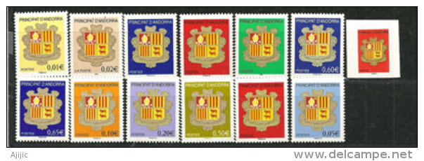 ANDORRE. Nouvelle Série Des Armoiries D'Andorre.  13 T-p Neufs **, Inclus Adhesif. - Unused Stamps
