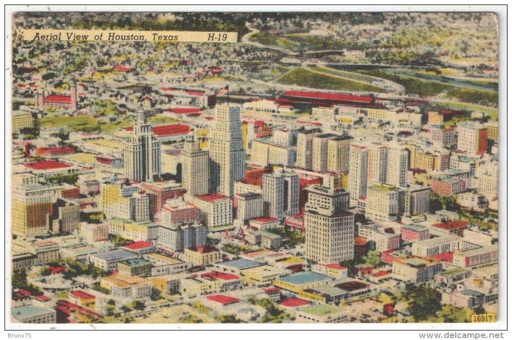 Aerial View Of HOUSTON, Texas - 1948 - Houston