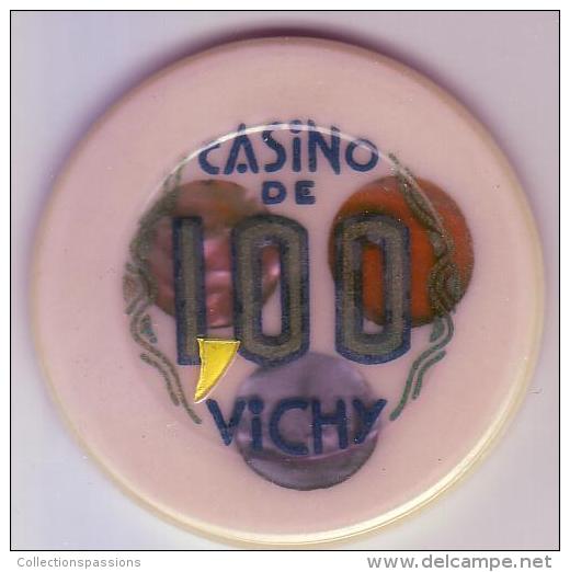 CASINO DE VICHY - Jeton De 100 Francs Avec Rajout D'une Virgule Pour Le Passage Au Nouveau Franc - Casino