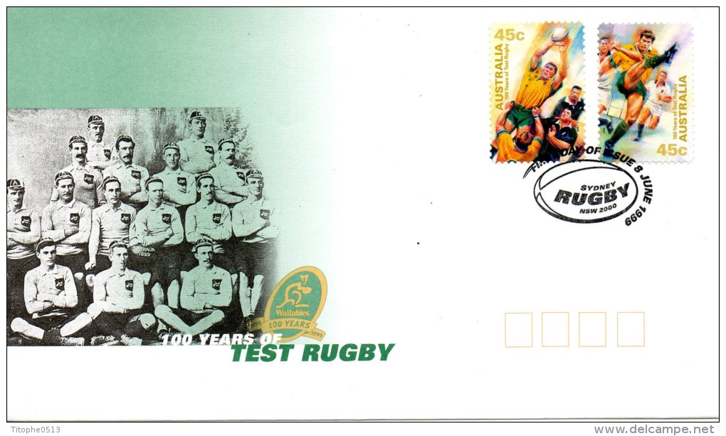 AUSTRALIE. N°1785-6 Sur Enveloppe 1er Jour (FDC) De 1999. Rugby. - Rugby